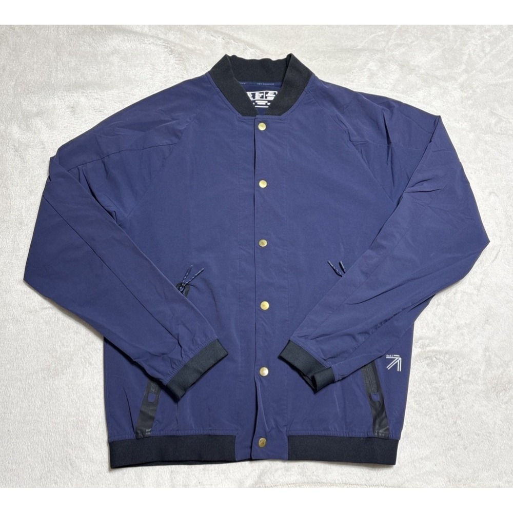 New Balance Bomber Jacket Windbreaker Men's Size Medium Blue Lined Snap Close